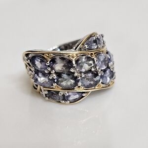 Natural Tanzanite Gems En Vogue Ring Palladium Sterling Silver 18k Size 8!